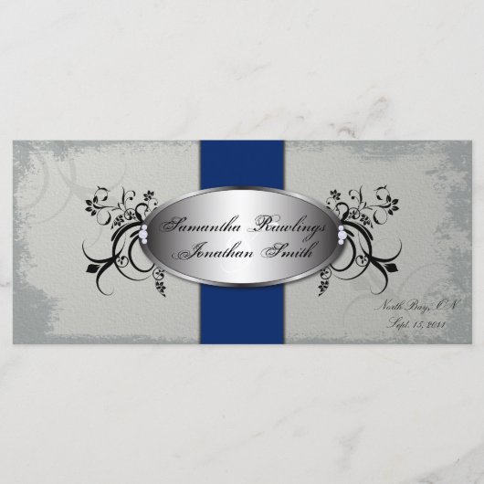 結婚式 プログラムエレガントグレイ王室のヴィンテージフローラ プログラム (正面)