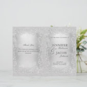 結婚式 プログラムエレガントシルバーフェイクグリッター (スタンド正面)