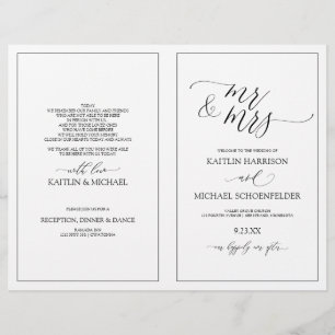 結婚式 プログラムエレガントスキニー書道ブラック