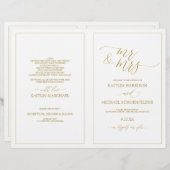 結婚式 プログラムエレガントスキニー書道(金ゴールド) (正面/裏面)