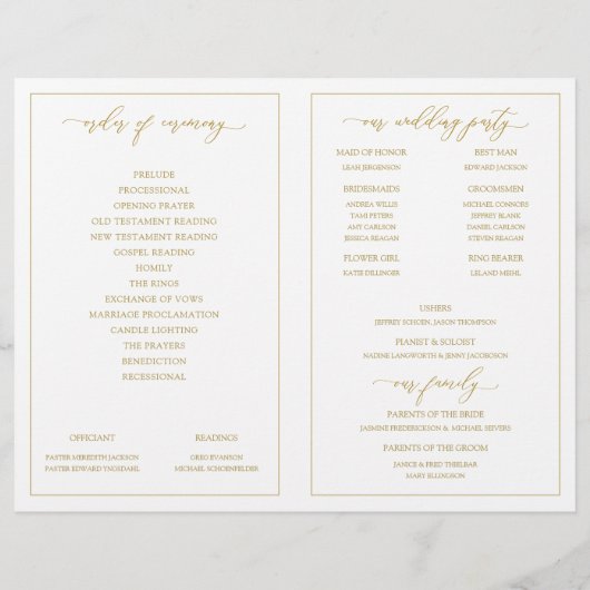 結婚式 プログラムエレガントスキニー書道(金ゴールド) (裏面)