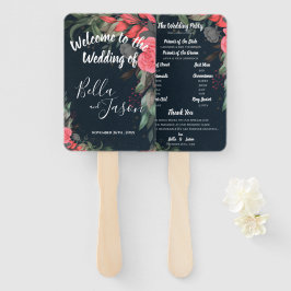 結婚式 プログラムエレガントピーチオレンジフローラ ハンドファン