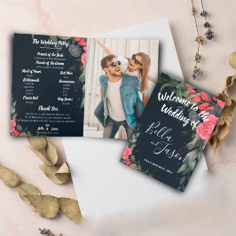 結婚式 プログラムエレガントピーチオレンジフローラ プログラム