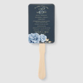 結婚式 プログラムエレガントミッドナイトブルーフローラ ハンドファン (正面)