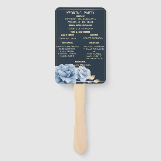 結婚式 プログラムエレガントミッドナイトブルーフローラ ハンドファン (裏面)