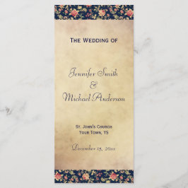 結婚式 プログラムエレガントヴィンテージ青バラ プログラム