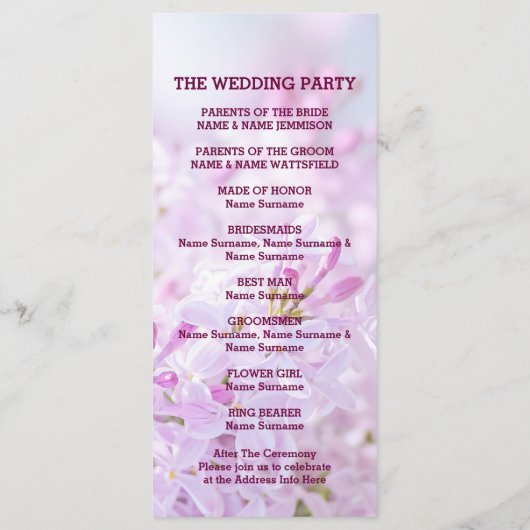 結婚式 プログラムカスタマイズ プログラム (裏面)