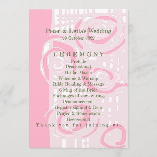 結婚式 プログラムカルチャーモザイクフローラピンク1 プログラム (正面)