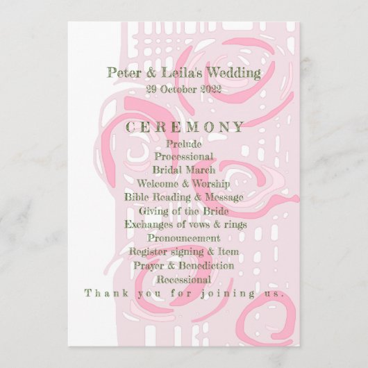 結婚式 プログラムカルチャーモザイクフローラピンク2 プログラム (正面)