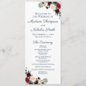 結婚式 プログラムカードとネイビーマルサラの花 プログラム (正面)