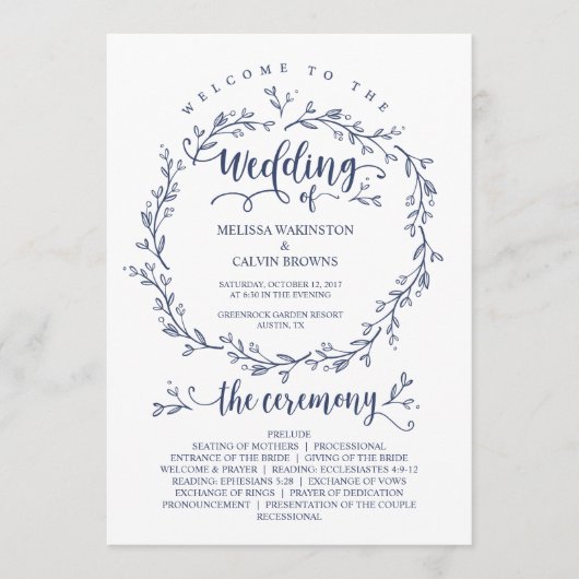 結婚式 プログラムカード素朴テーマTED418A_1 プログラム (正面)