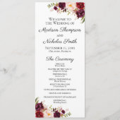 結婚式 プログラムカード（マルサラとピンクの花） プログラム (正面)