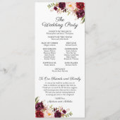 結婚式 プログラムカード(マルサラとピンクの花) プログラム (裏面)