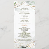 結婚式 プログラムグリーン&金ゴールド幾何学模様 プログラム (正面)