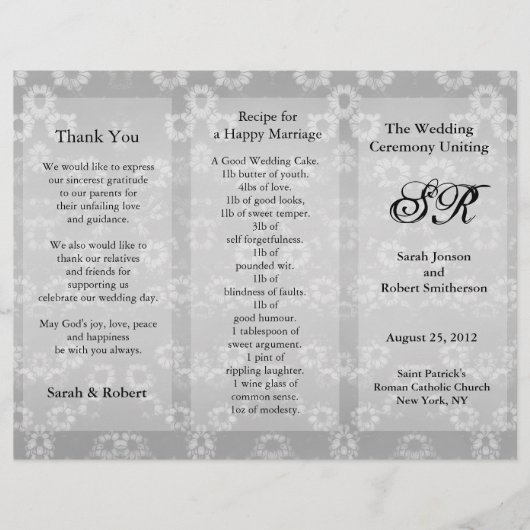 結婚式 プログラムグレイフローラフライヤー (正面)