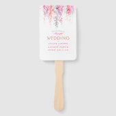 結婚式 プログラムサンゴピンクのセージ緑のつる植物の花 ハンドファン (正面)