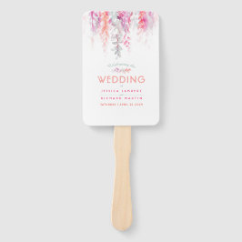 結婚式 プログラムサンゴピンクのセージ緑のつる植物の花 ハンドファン