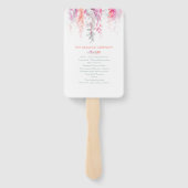 結婚式 プログラムサンゴピンクのセージ緑のつる植物の花 ハンドファン (裏面)