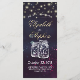 結婚式 プログラムシックなメイソンジャパープルストリングライト プログラム