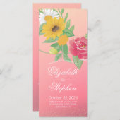 結婚式 プログラムシックバラフラワーピンク金ゴールドグリッター プログラム (正面/裏面)