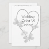 結婚式 プログラムシルバーハート蝶 招待状 (正面/裏面)