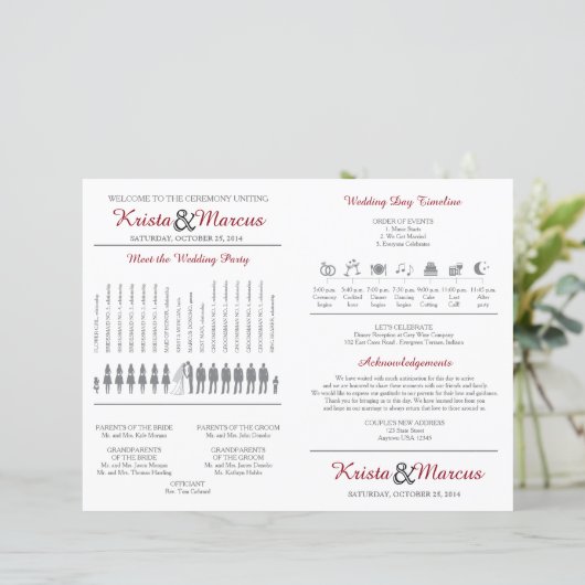 結婚式 プログラムシンプルファン (スタンド正面)