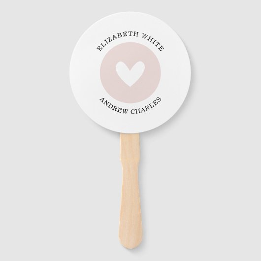 結婚式 プログラムスタイリッシュモダンの可愛いハート ハンドファン (正面)