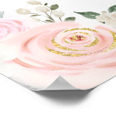 結婚式 プログラムタイムラインシルバーピンクの花 ポスター (角)