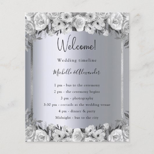 結婚式 プログラムタイムラインシルバーフローラ予算 チラシ (正面)