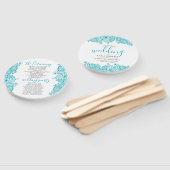 結婚式 プログラムターコイズペイズリーレース ハンドファン (組立なし)