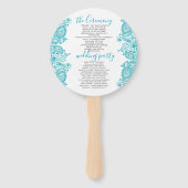 結婚式 プログラムターコイズペイズリーレース ハンドファン (正面)