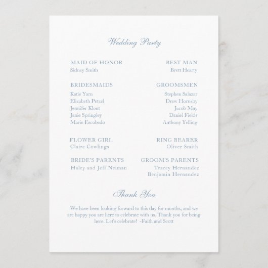 結婚式 プログラムダスティブルーモノグラムリース プログラム (裏面)