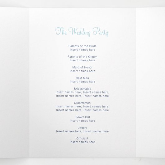 結婚式 プログラムダークブルーの蝶のラブストーリー 三つ折りプログラム (内部中)