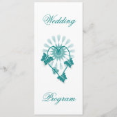 結婚式 プログラムティール（緑がかった色）蝶ハート プログラム (正面)