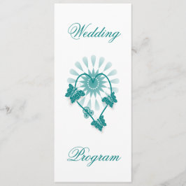 結婚式 プログラムティール（緑がかった色）蝶ハート プログラム