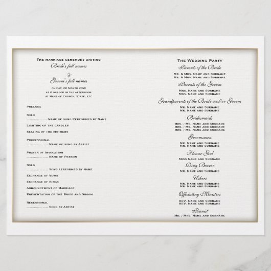 結婚式 プログラムテンプレート(3) (正面)