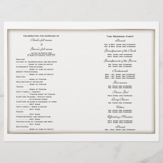 結婚式 プログラムテンプレート(4) (正面)