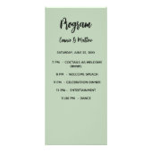 結婚式 プログラムディナーメニューセージ緑 ラックカード (正面)