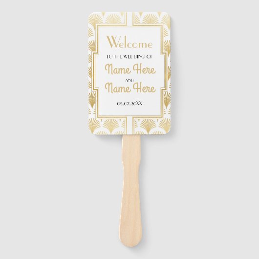 結婚式 プログラムハンドファン1920の20代金ゴールド ハンドファン (正面)