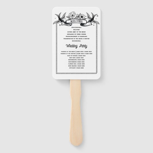 結婚式 プログラムハートタトゥー伝統的 ハンドファン (裏面)