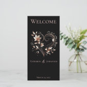 結婚式 プログラムバラ金ゴールド花とハート (スタンド正面)