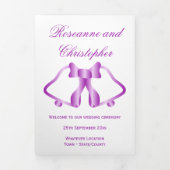 結婚式 プログラムパープルベルとリボン 三つ折りプログラム (カバー)