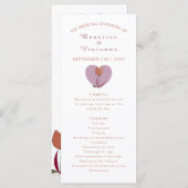 結婚式 プログラムピンクの愛ハート花 プログラム (正面/裏面)