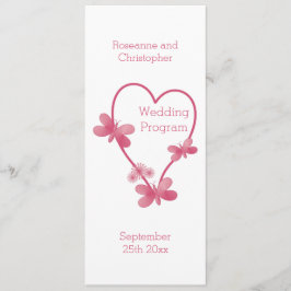 結婚式 プログラムピンクハートと蝶 プログラム