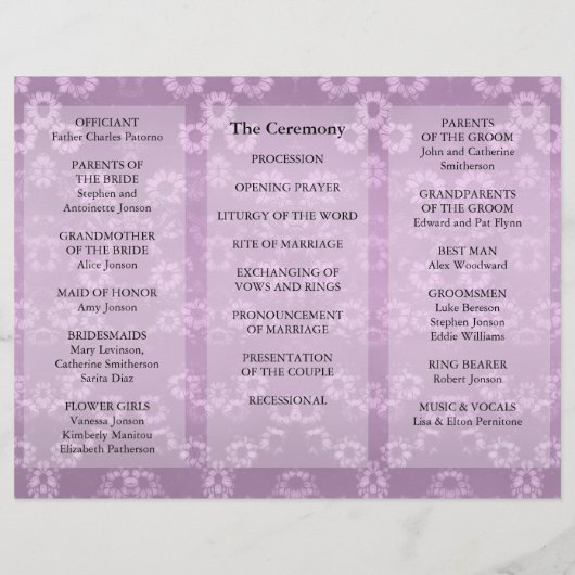 結婚式 プログラムピンクフローラフライヤー (裏面)