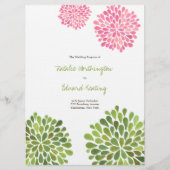 結婚式 プログラムピンクレッドイエローフラワー開花 プログラム (正面)