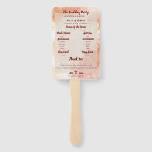 結婚式 プログラムピーチ金ゴールドオレンジマーブルパーティー ハンドファン (裏面)