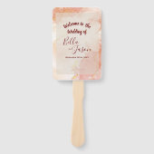 結婚式 プログラムピーチ金ゴールドオレンジマーブルパーティー ハンドファン (正面)