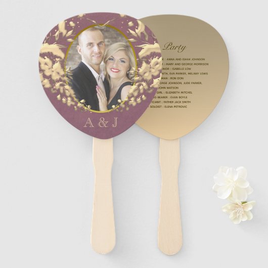 結婚式 プログラムファンと写真 ハンドファン (正面&裏面)