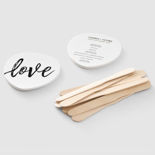 結婚式 プログラムファンのサンプル手書愛 ハンドファン (組立なし)